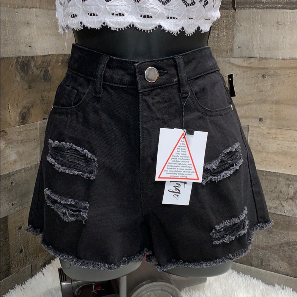 New vintage black denim shorts
